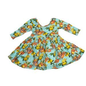 Miki Miette Lemon + Orange Jersey Dress Girls 18 Months Fruit Print Scoop Neck